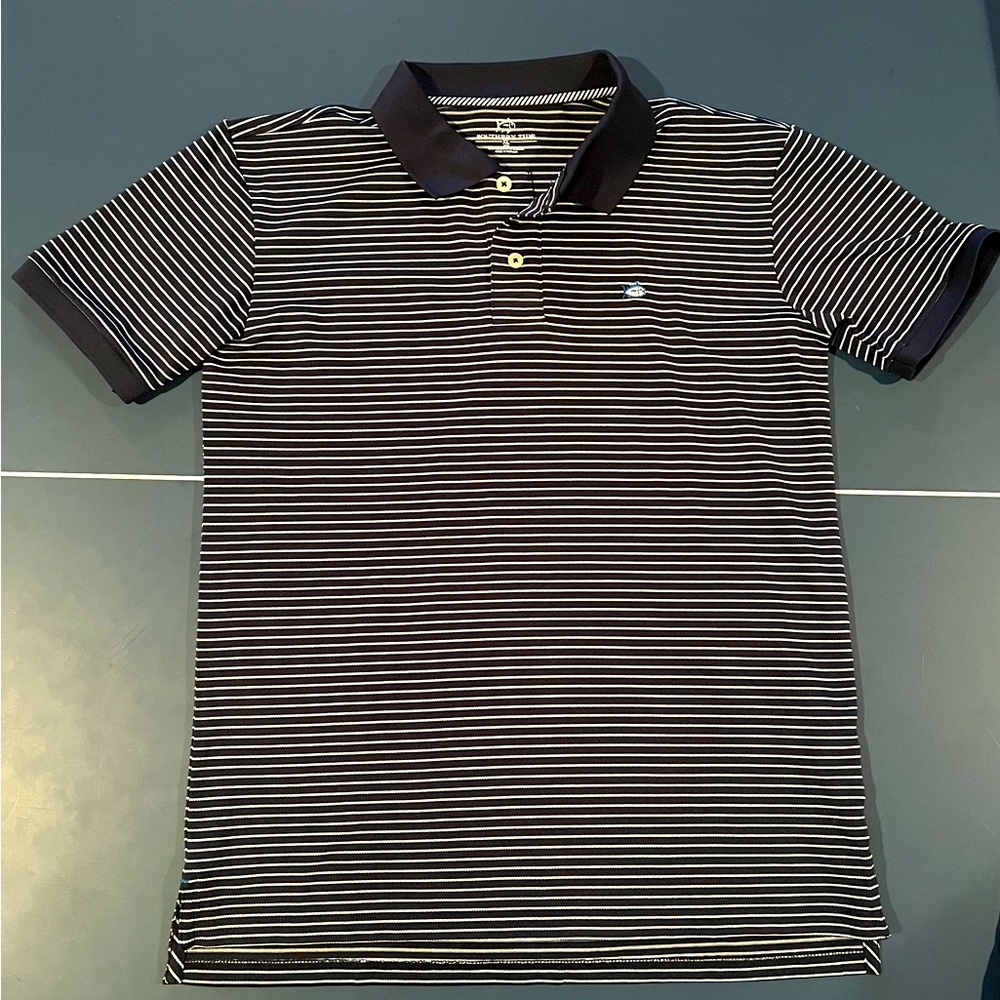 Southern Tide navy striped polo. Boys XL